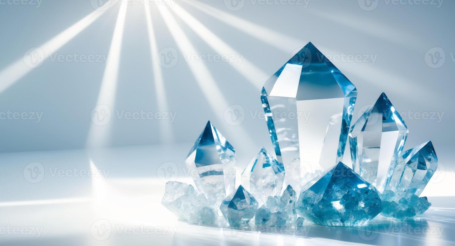 A dazzling display of crystalline structures with a bright and reflective background. photo