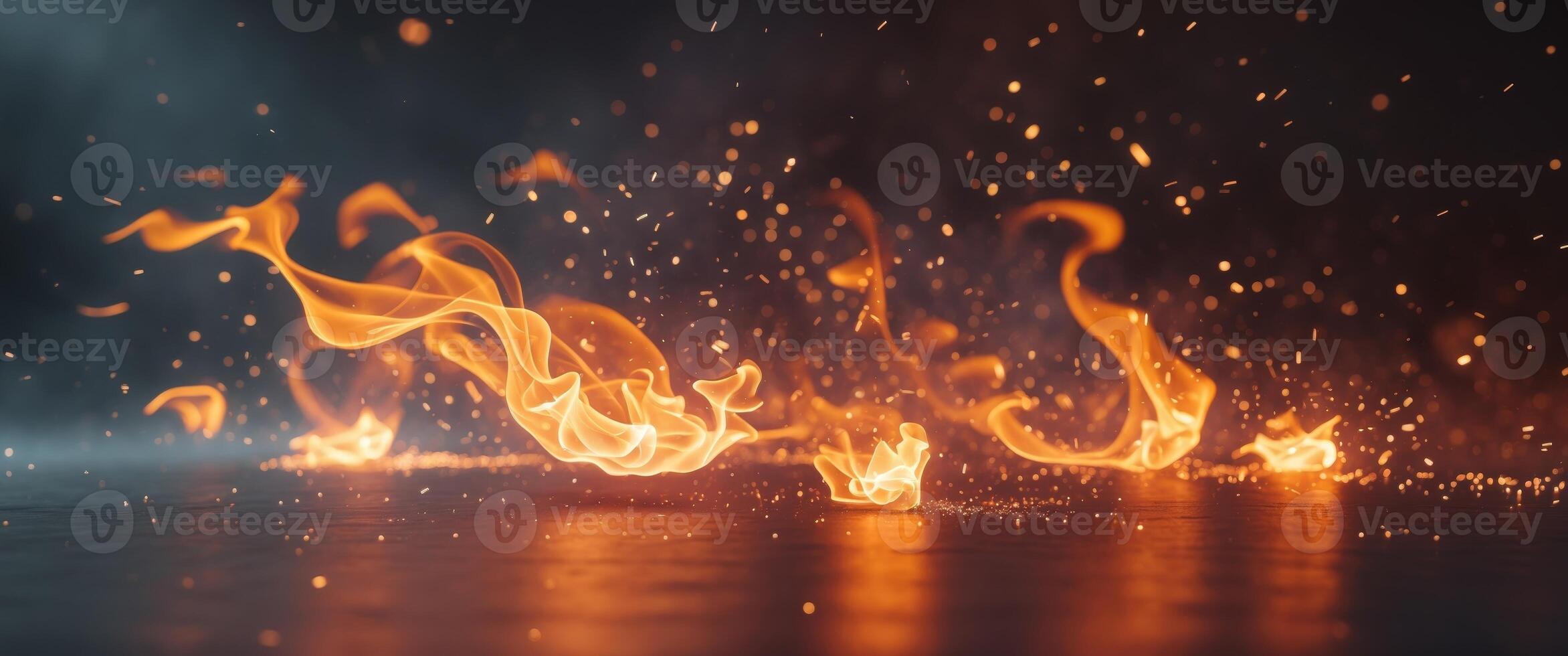 Flames and Sparks Abstract Glow Fire Background with Dynamic Composition and High Contrast Lighting. photo