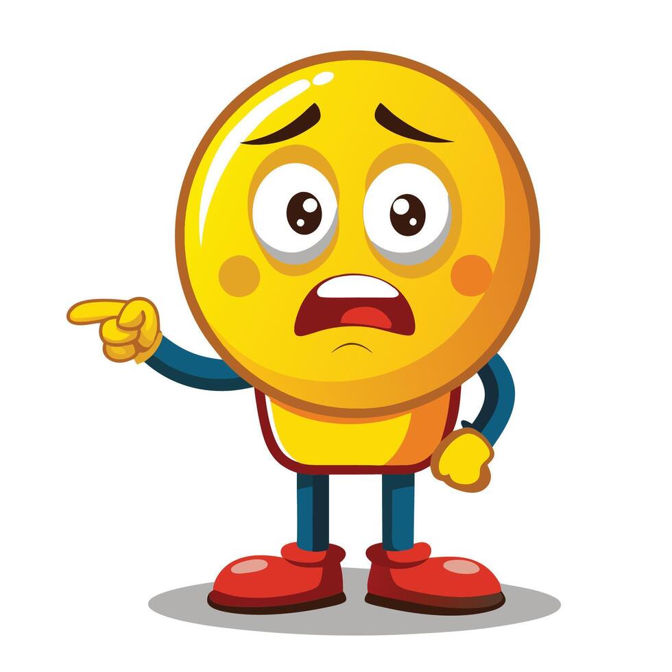 emoticon character with angry expression pointing at something vector