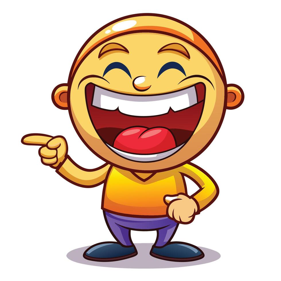 cartoon man laughing and pointing at something vector