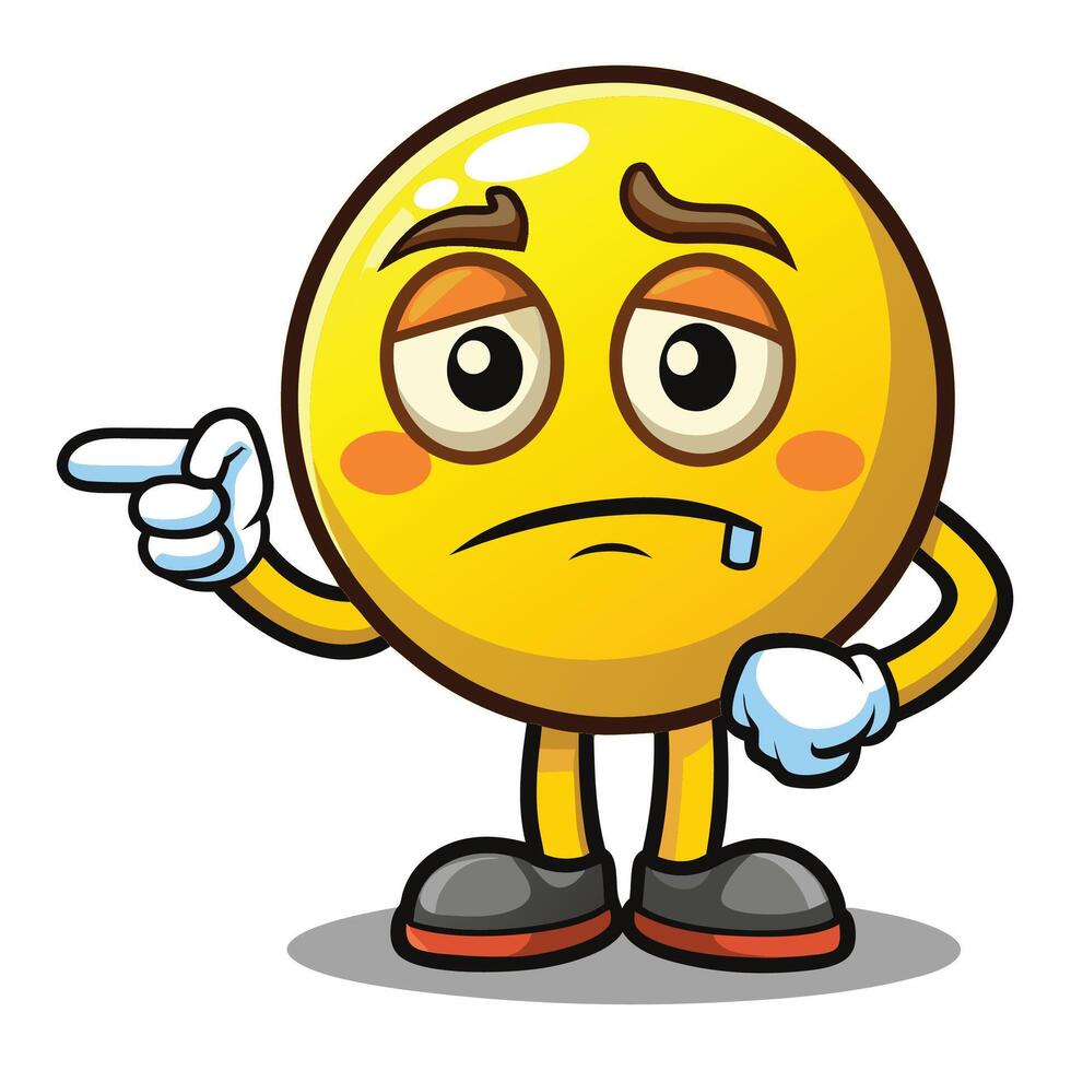 emoticon character with a sad face pointing at something vector