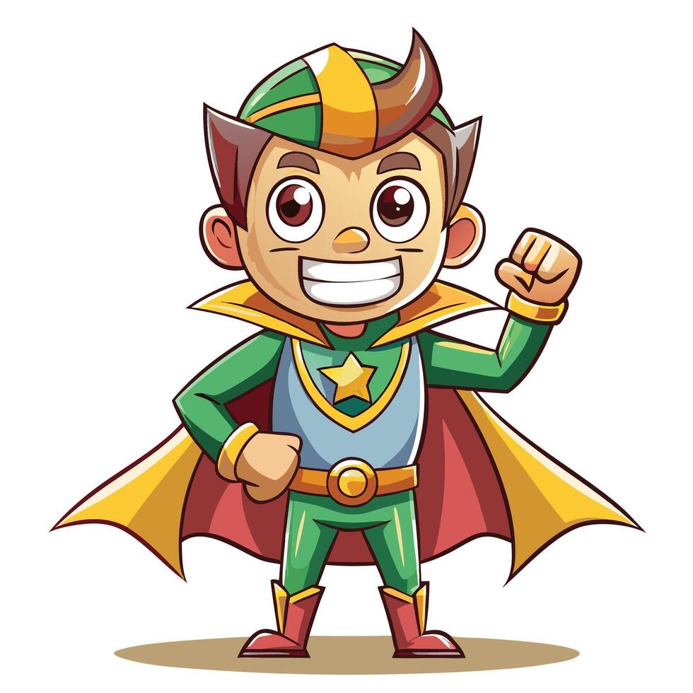 cartoon superhero with cape and cape vector