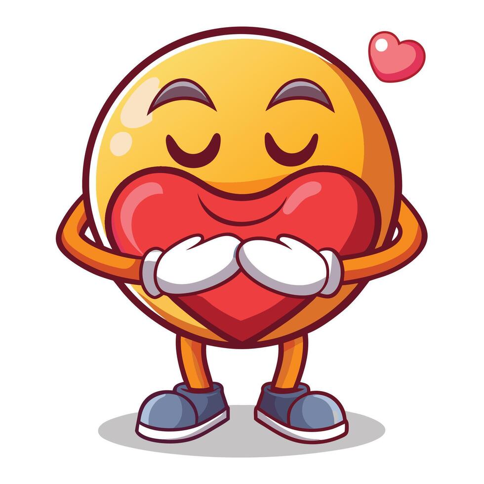 emoticon with heart - cartoon character illustration vector