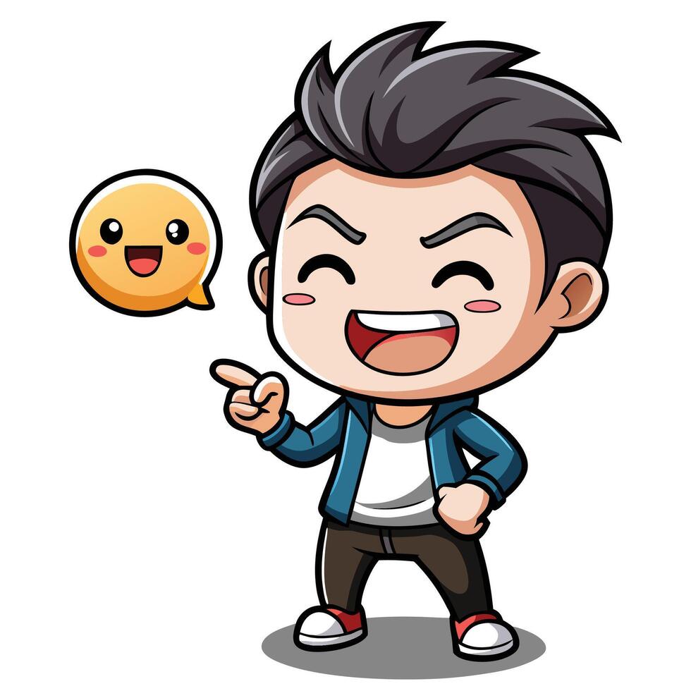 a cartoon man with an emoticion and a smile vector