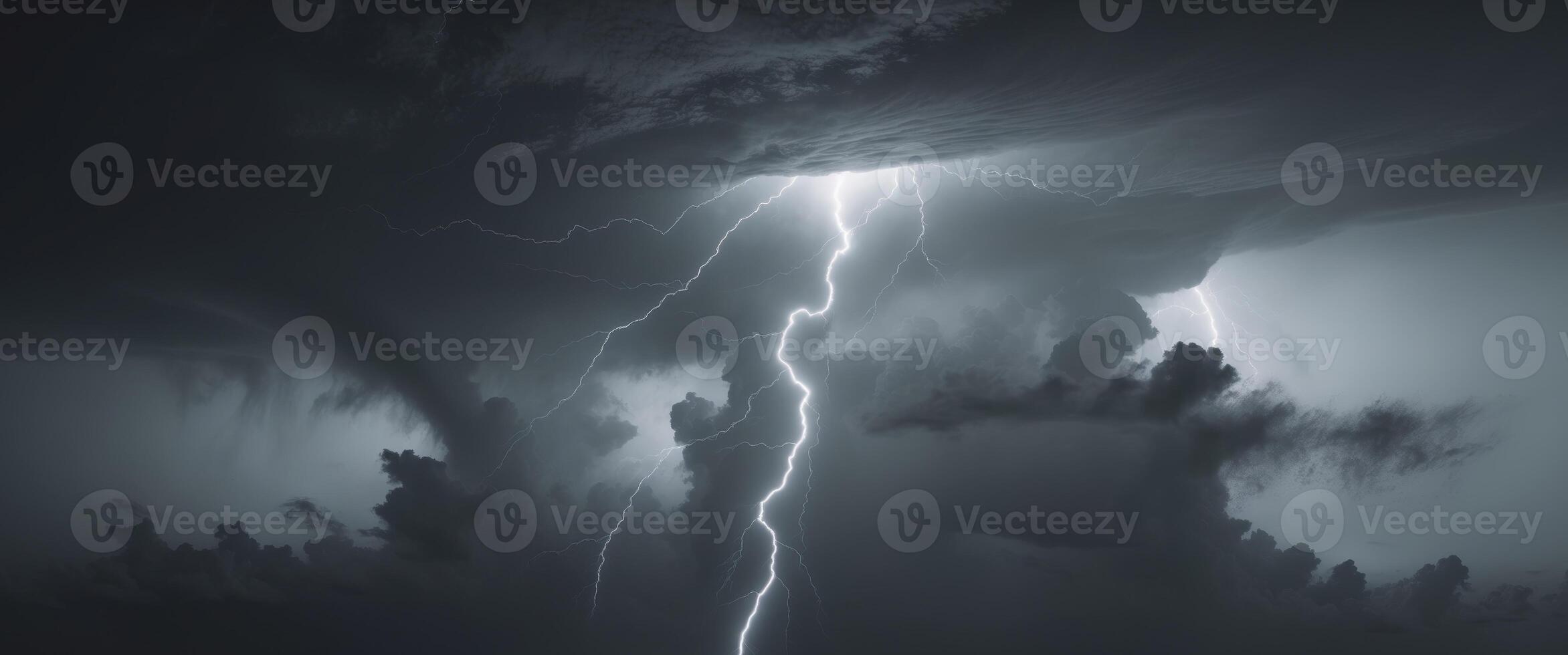 Power of nature a striking visualization of lightning amidst dark storm clouds. photo