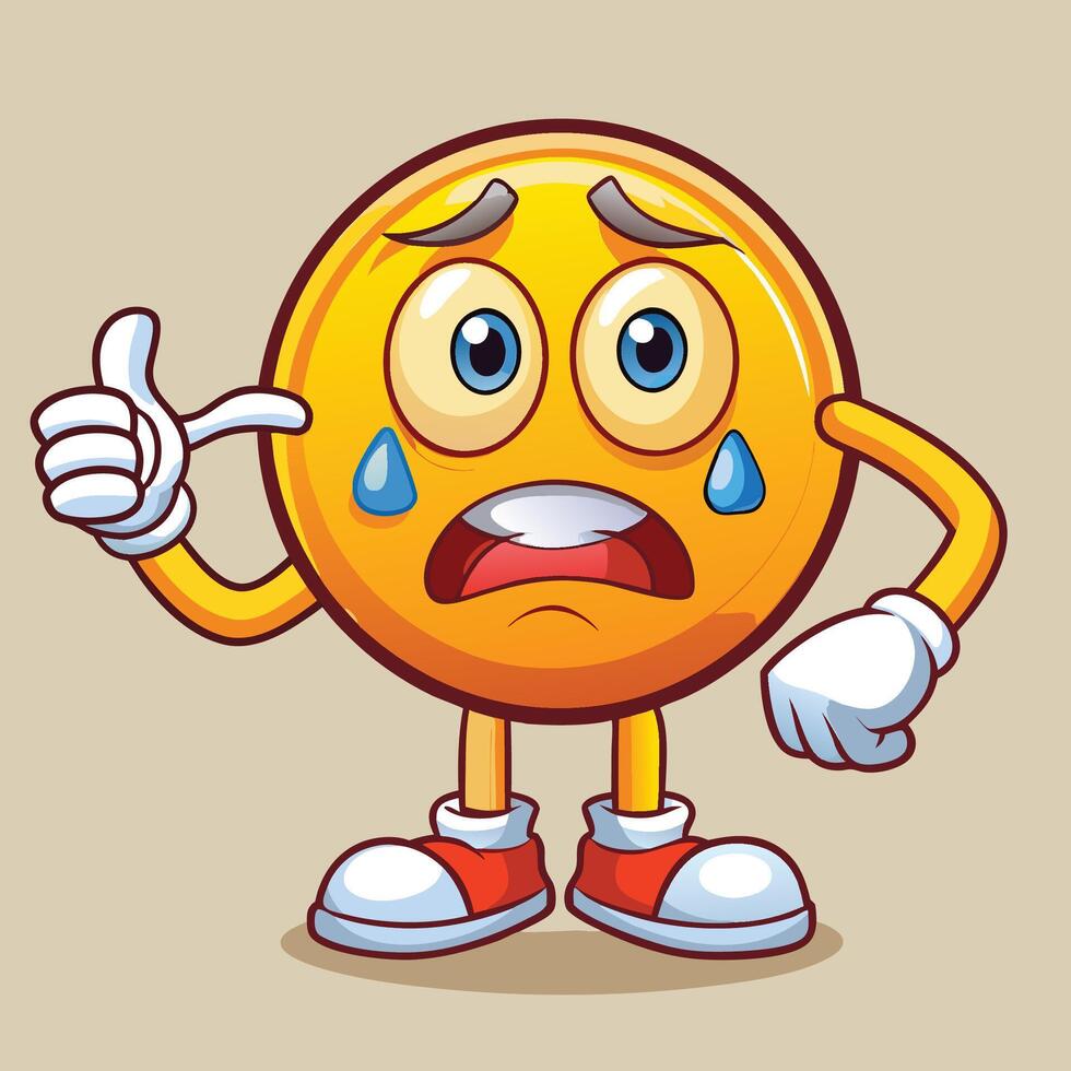 emoticon character with sad face and sad expression illustration on simple background vector