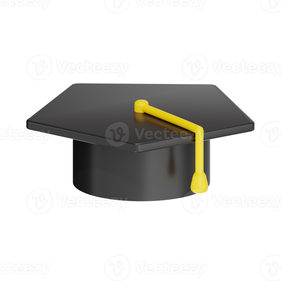 3D Graduation Cap with Yellow Tassel png