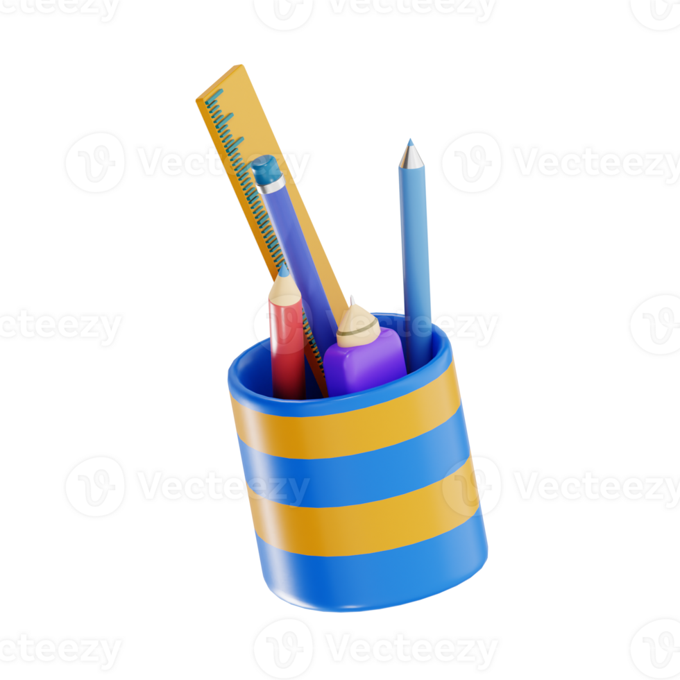 3D Render of Decorative Pencil Organizer png