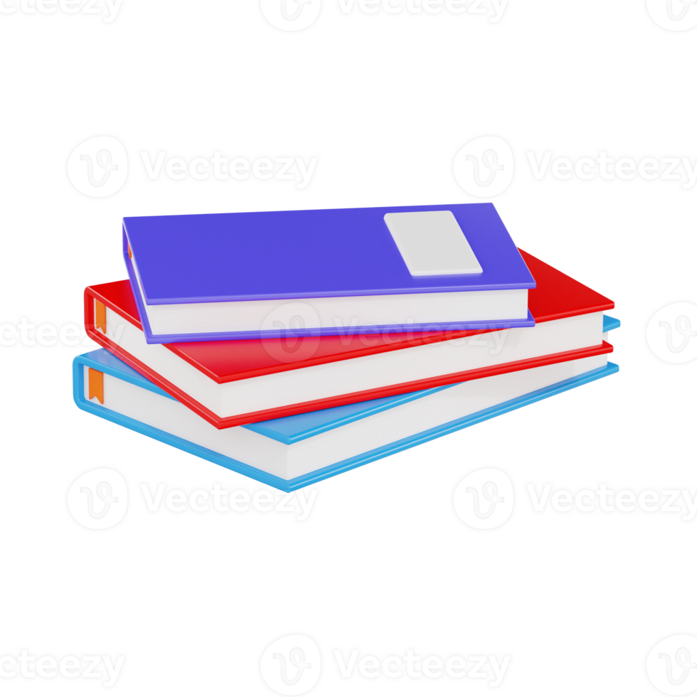 Vibrant 3D Book Stack for Study and Learning png