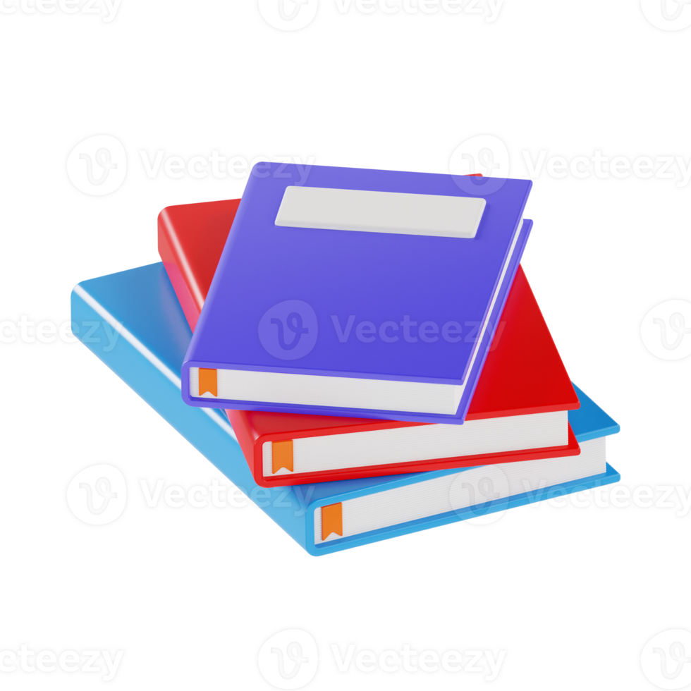 3D Illustration of Educational Books in Bright Colors png