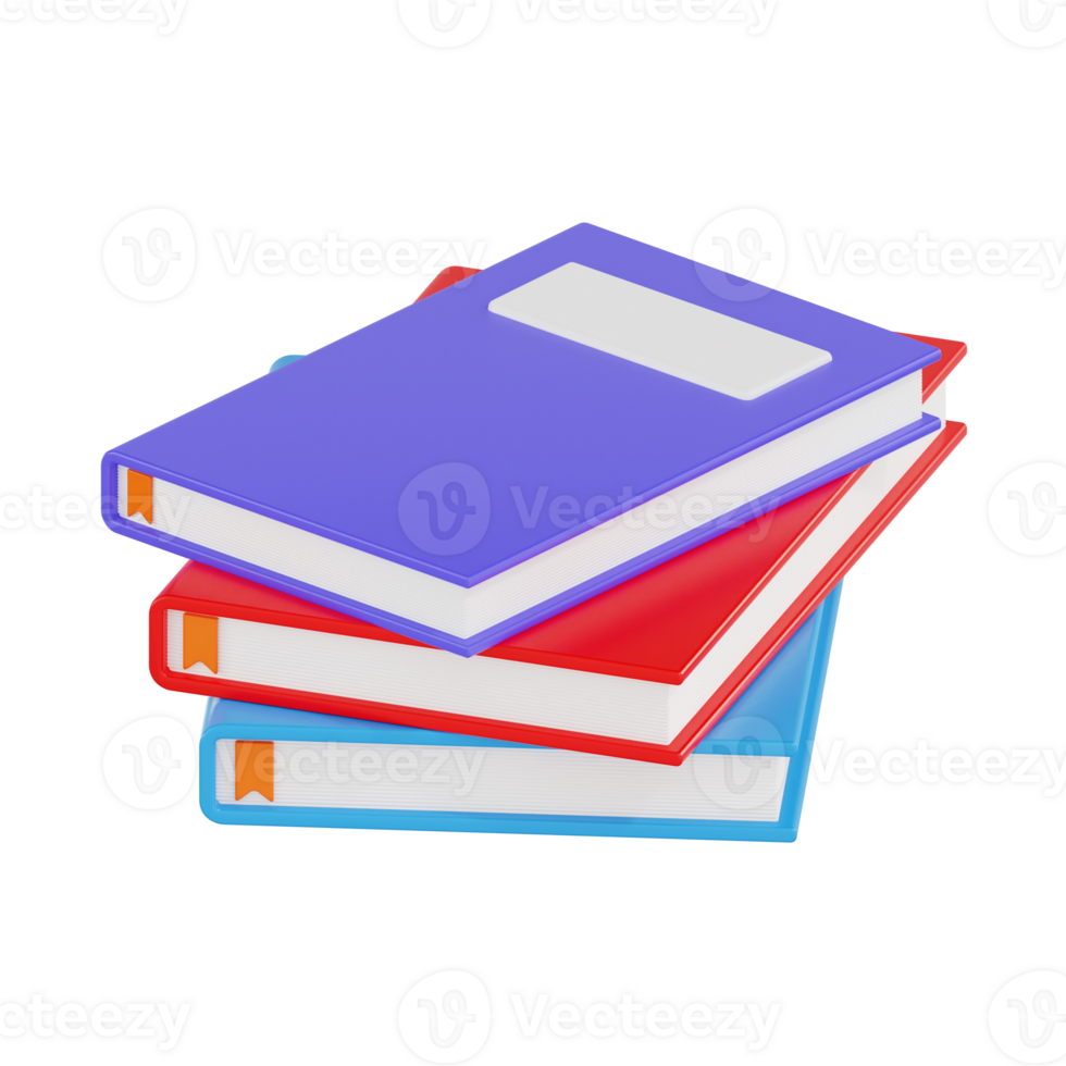 3D Stack of Colorful Books with Bookmarks png
