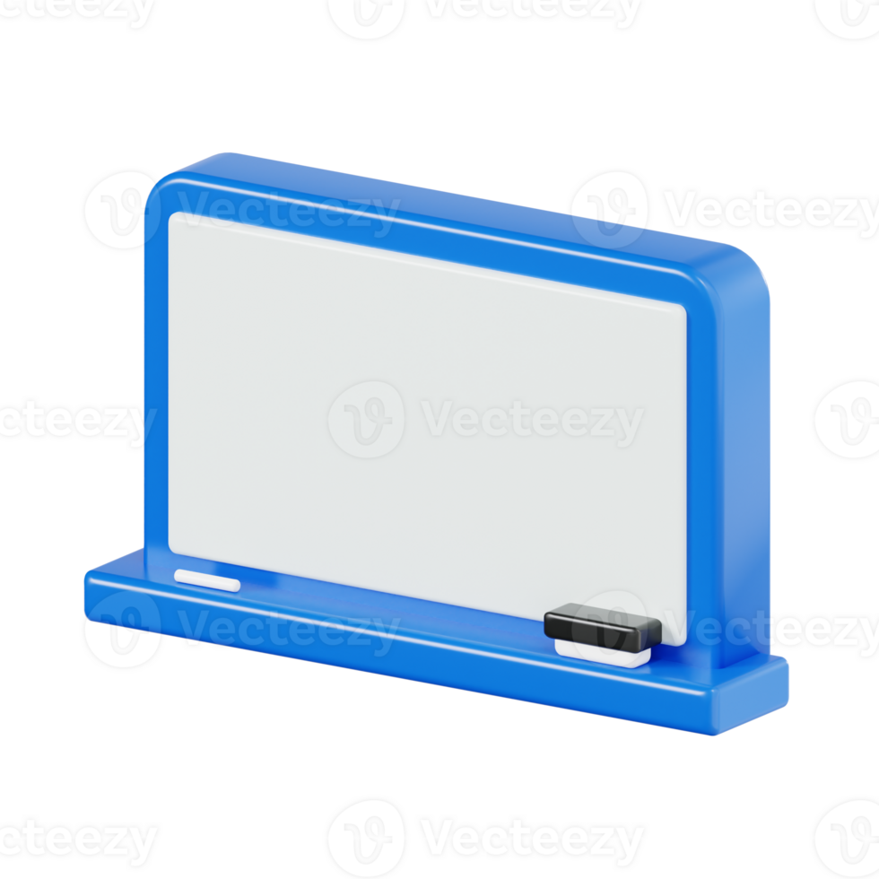 3D Minimalist Whiteboard with Marker and Eraser png