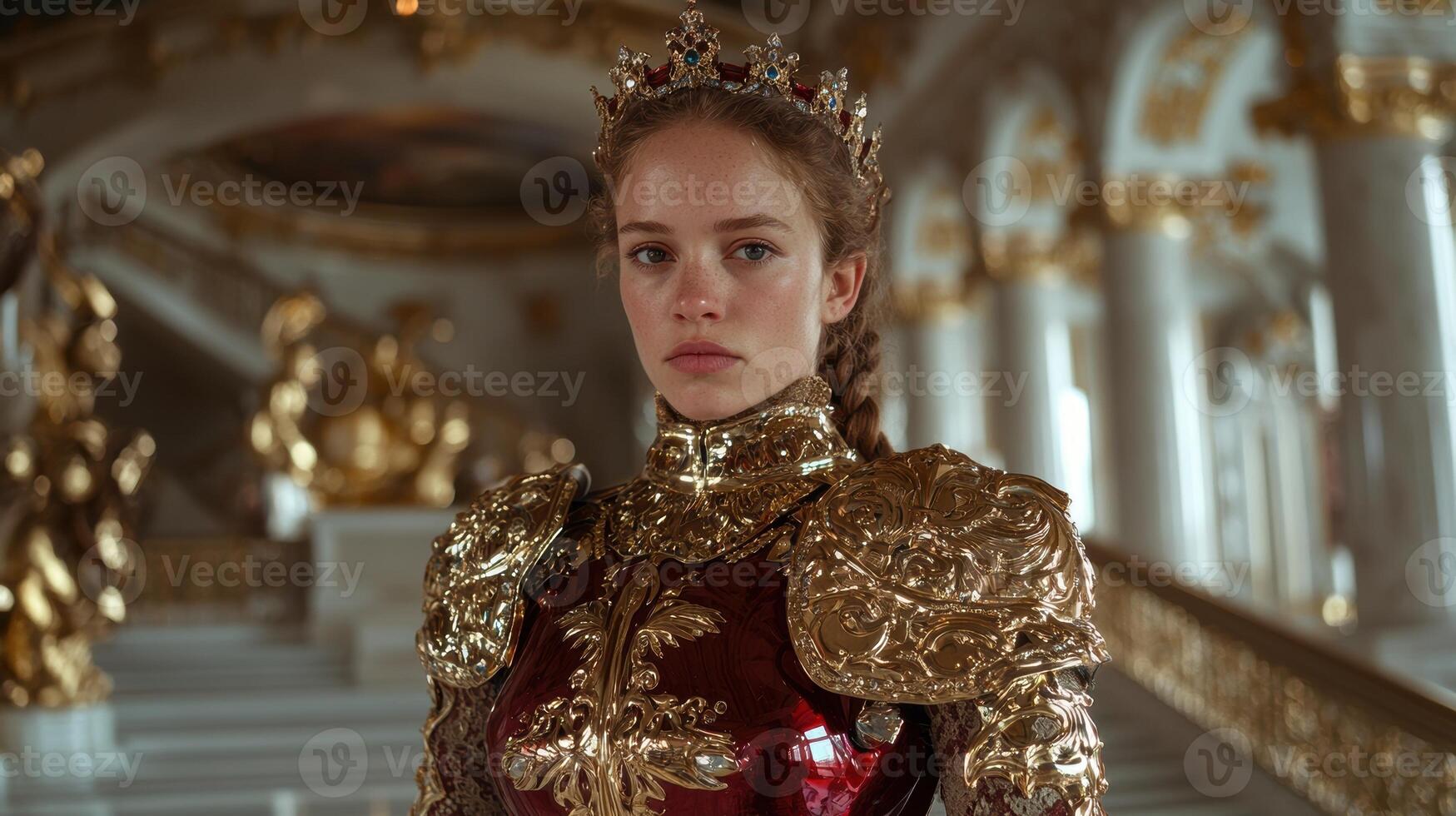 Portrait of a queen in golden armor photo