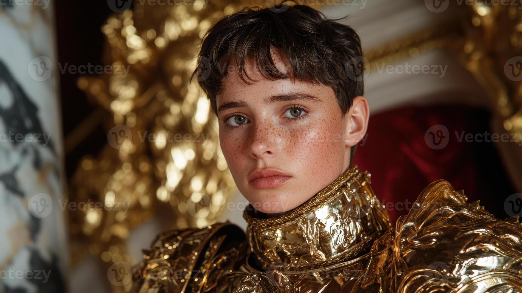 Young person in golden armor photo