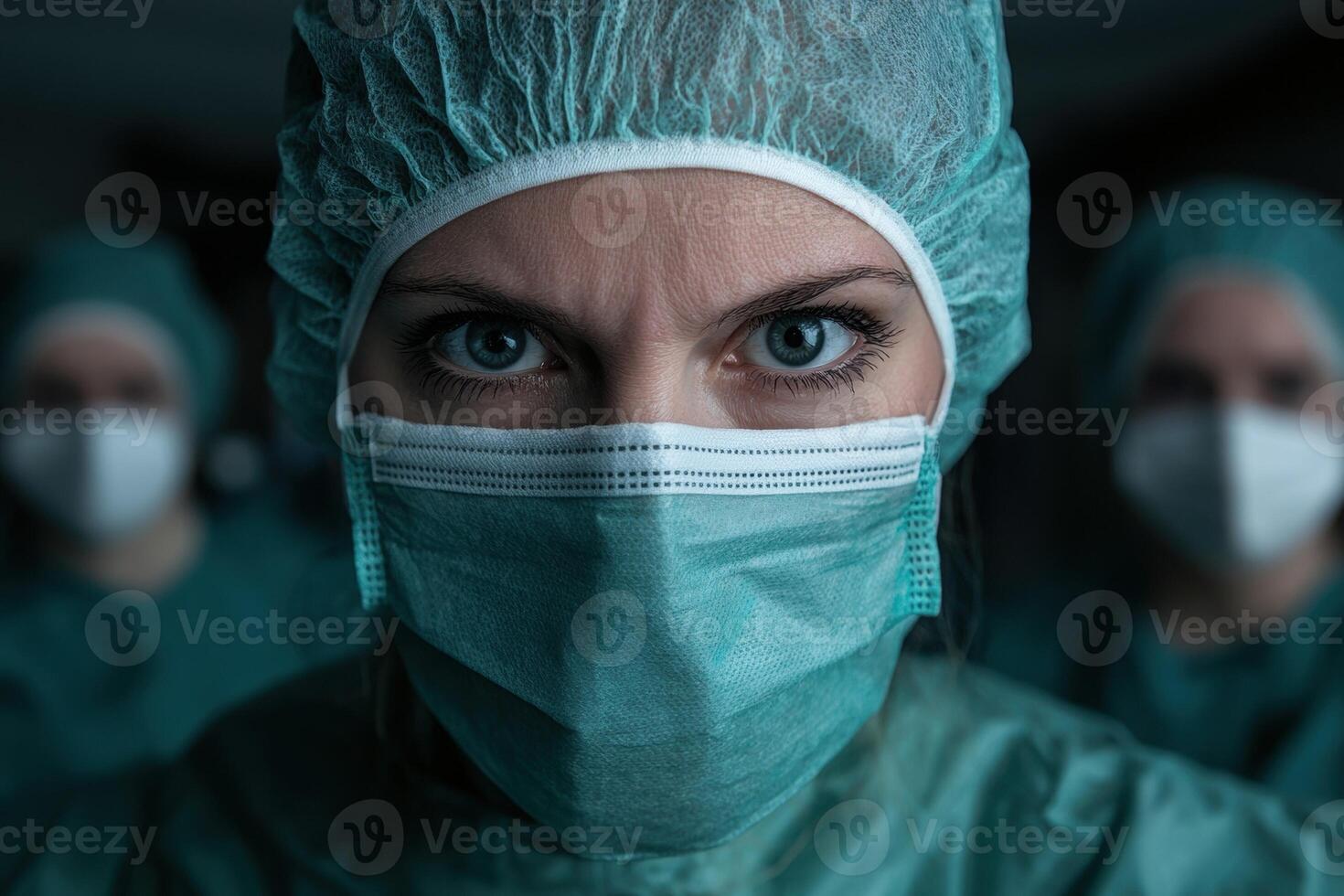 Focused surgeon during a critical operation photo