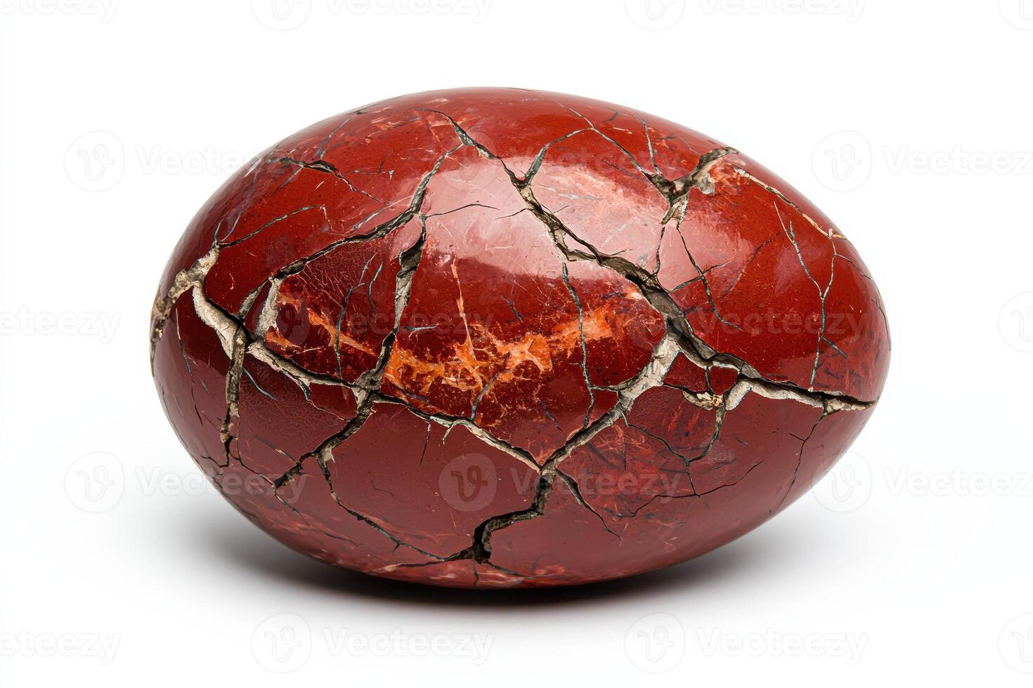 Close up of a red jasper egg with cracks photo