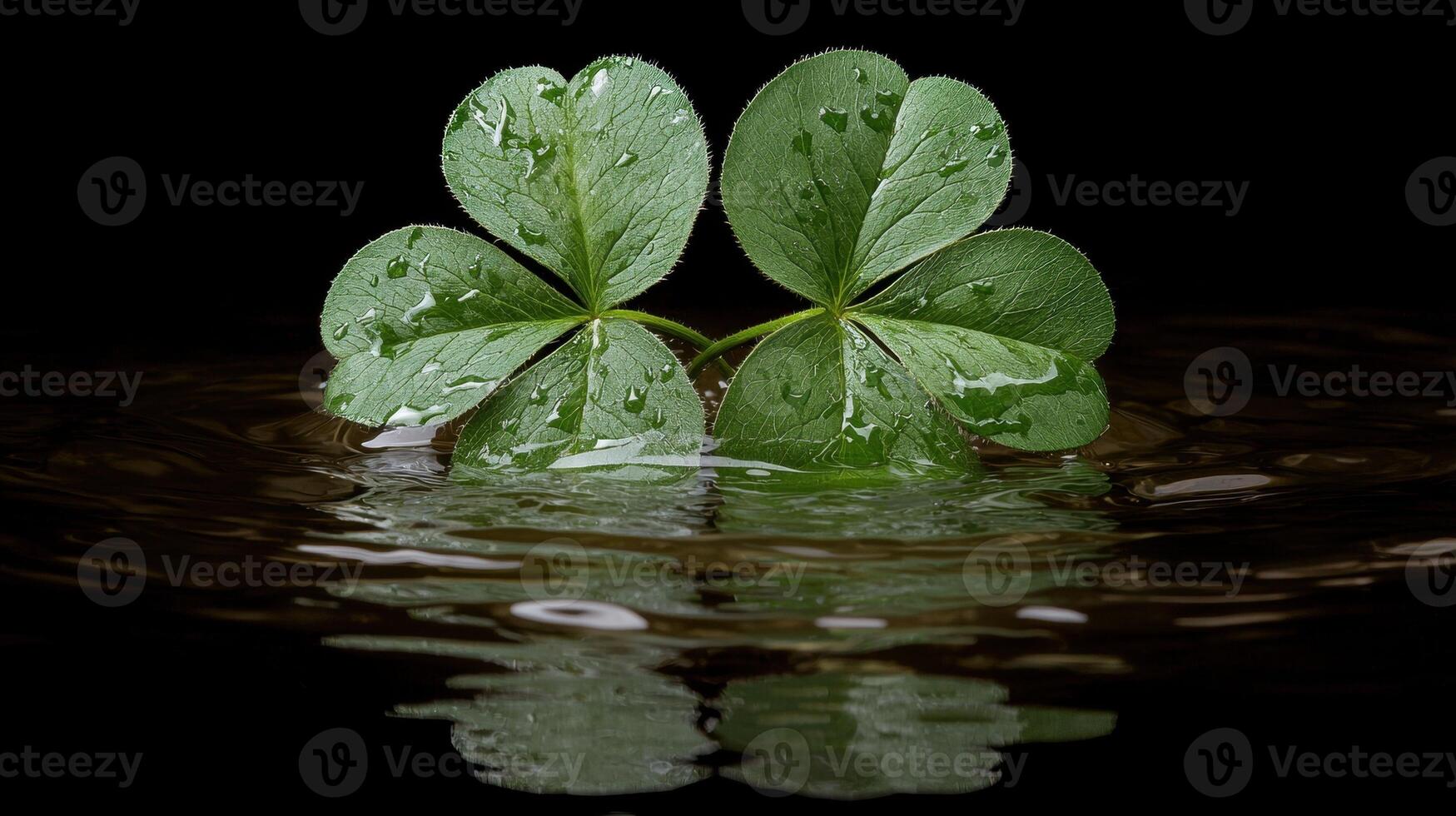 Two shamrocks floating on water photo