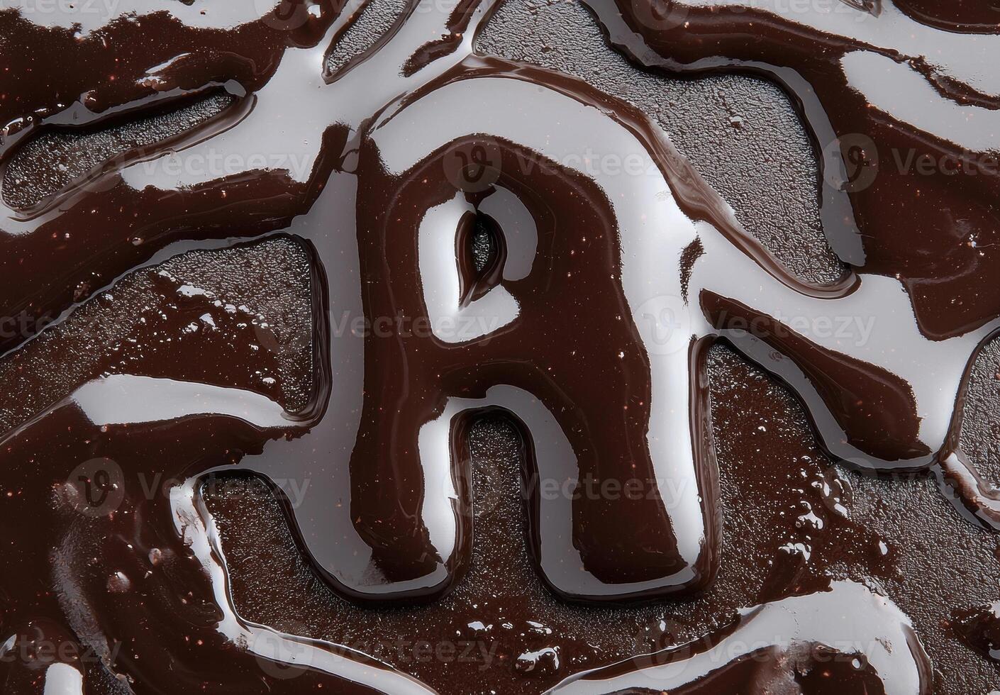 Letter A made of melted chocolate photo