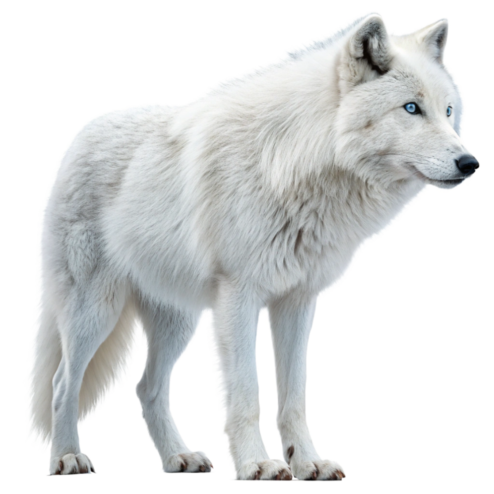White wolf isolated on transparent background png