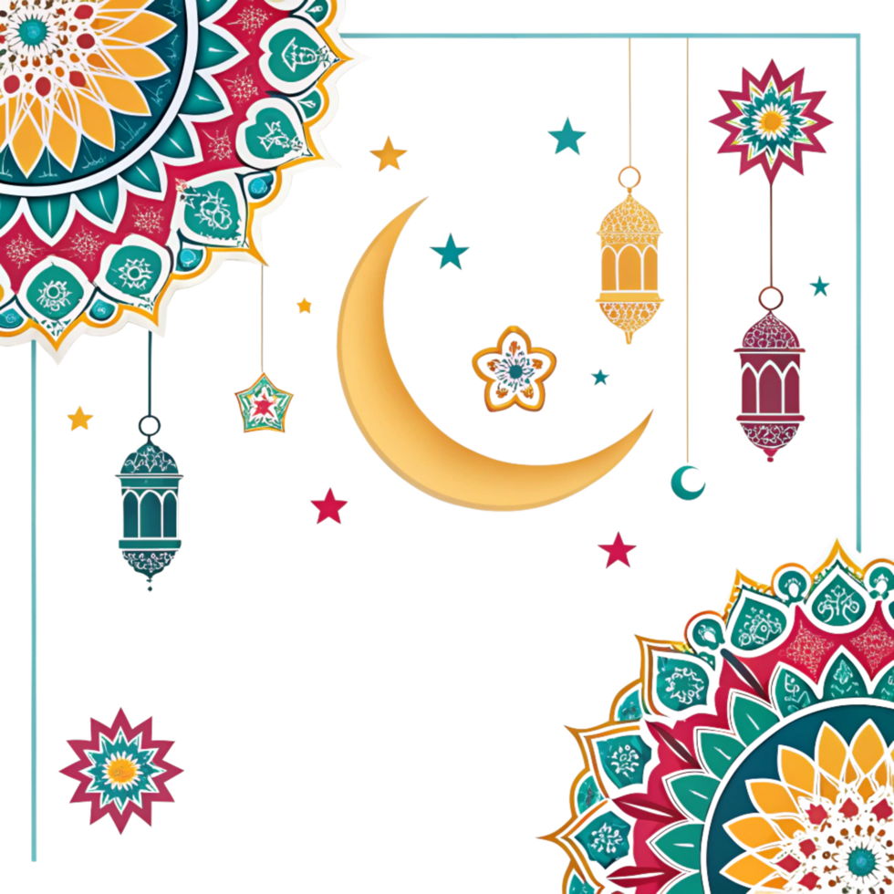 ramadan design colourful frame isolated on transparent background png