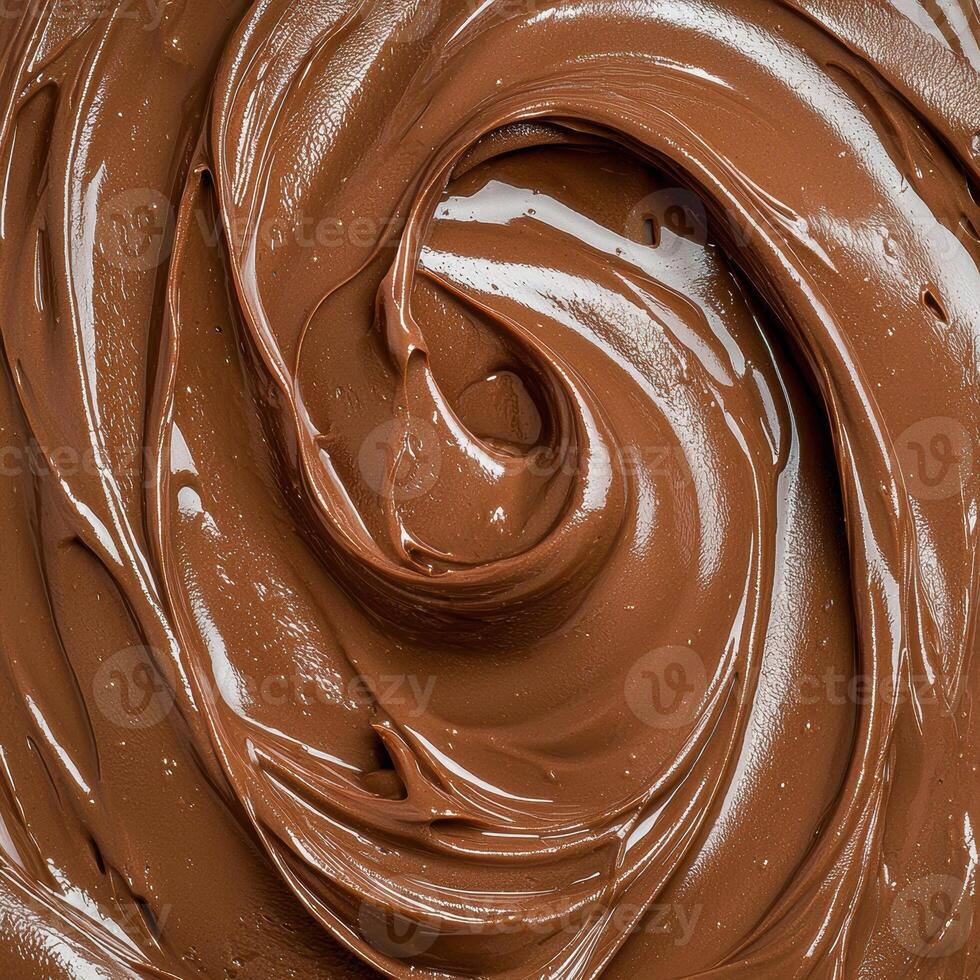 Delicious swirls of creamy chocolate hazelnut spread photo