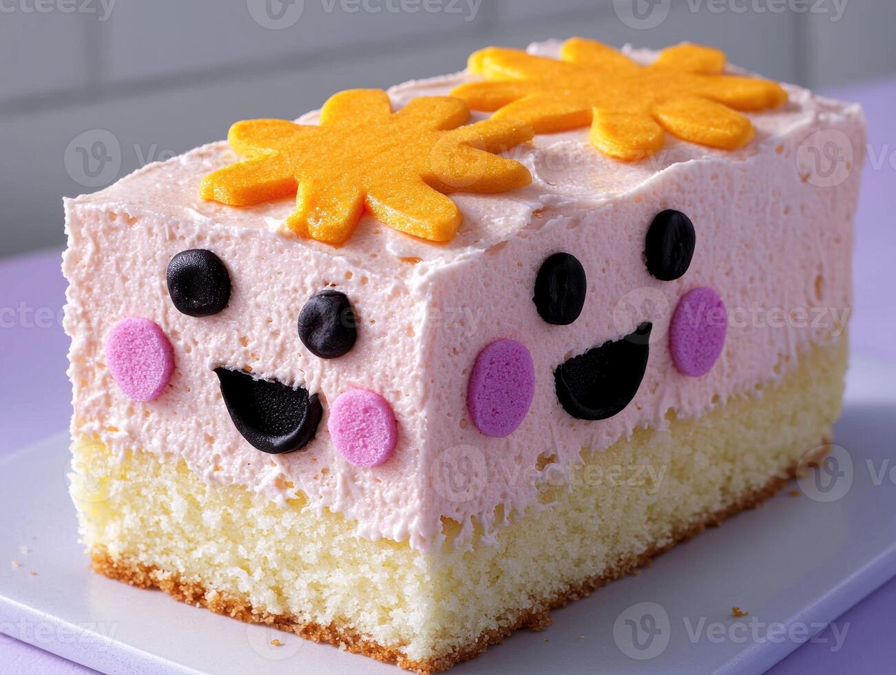 Cute face cake decorated with flowers photo