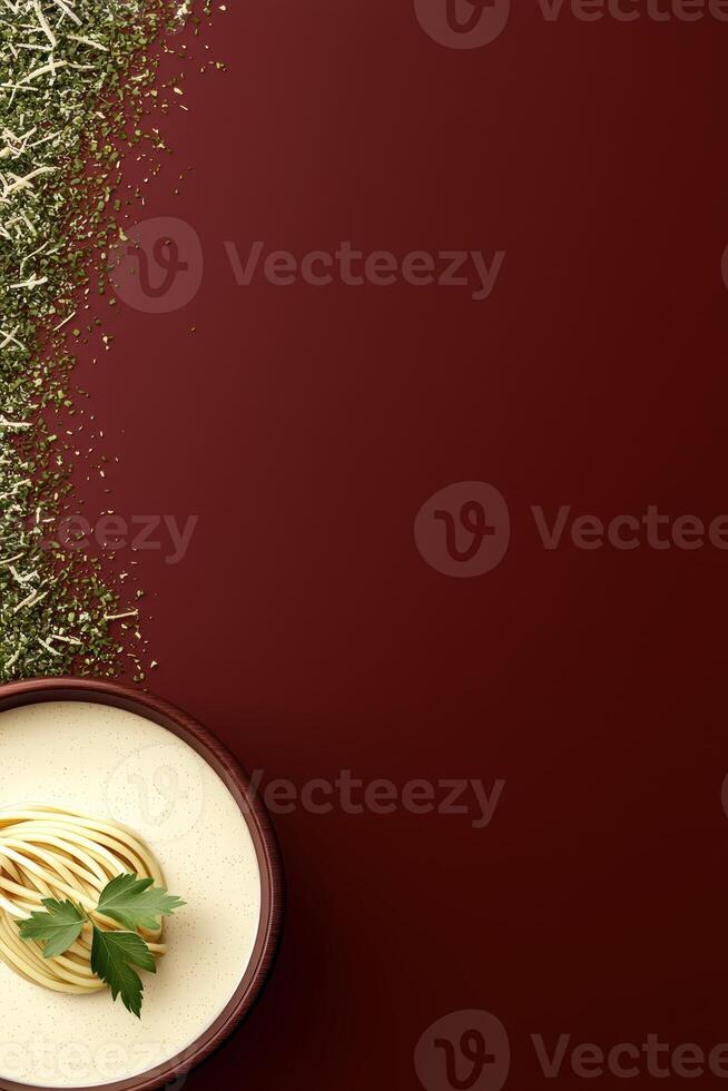 Creamy pasta dish with fresh parsley garnish photo