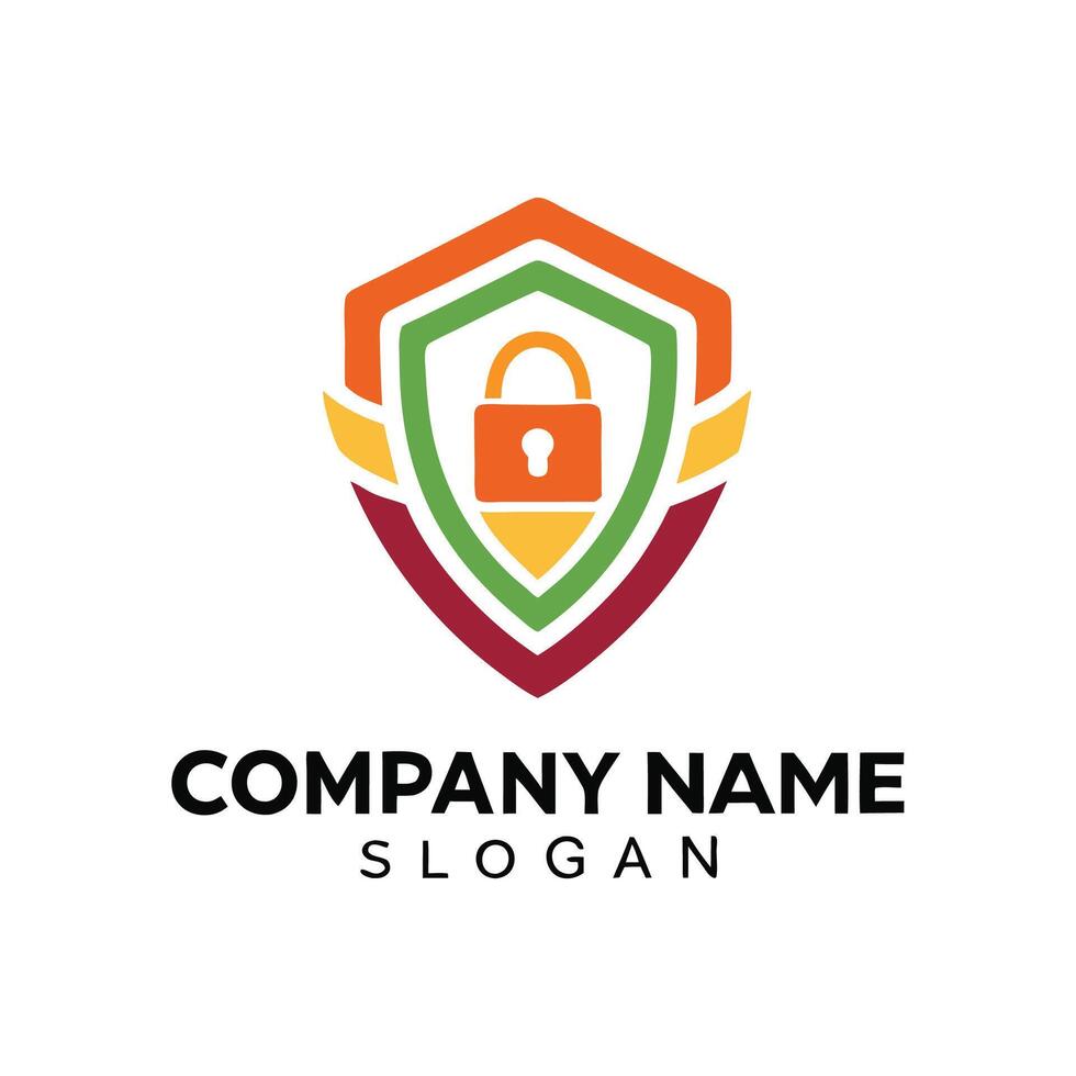 a shield logo with a lock on it vector