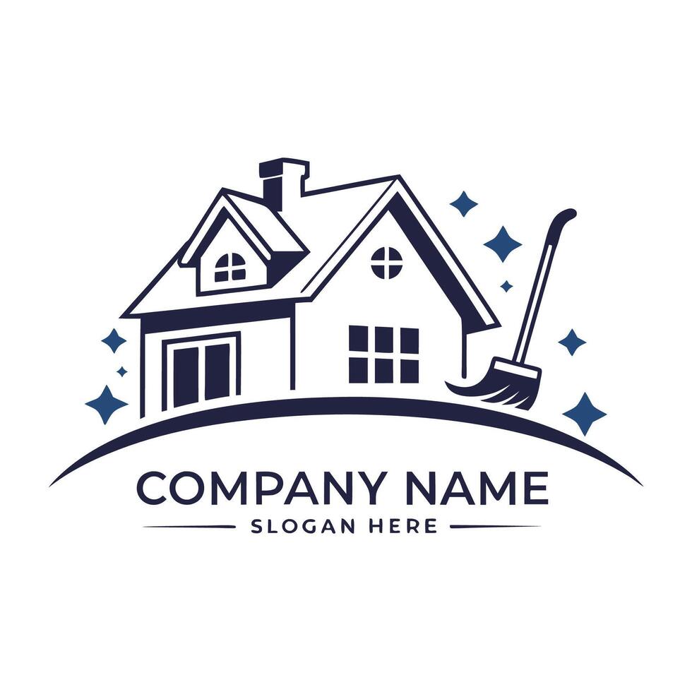 house cleaning logo design template illustration vector