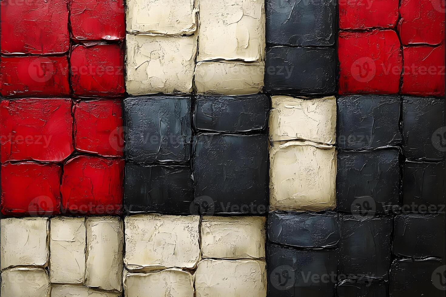 Abstract Textured Cubes in Red, Black, and Cream for Modern Art Design photo