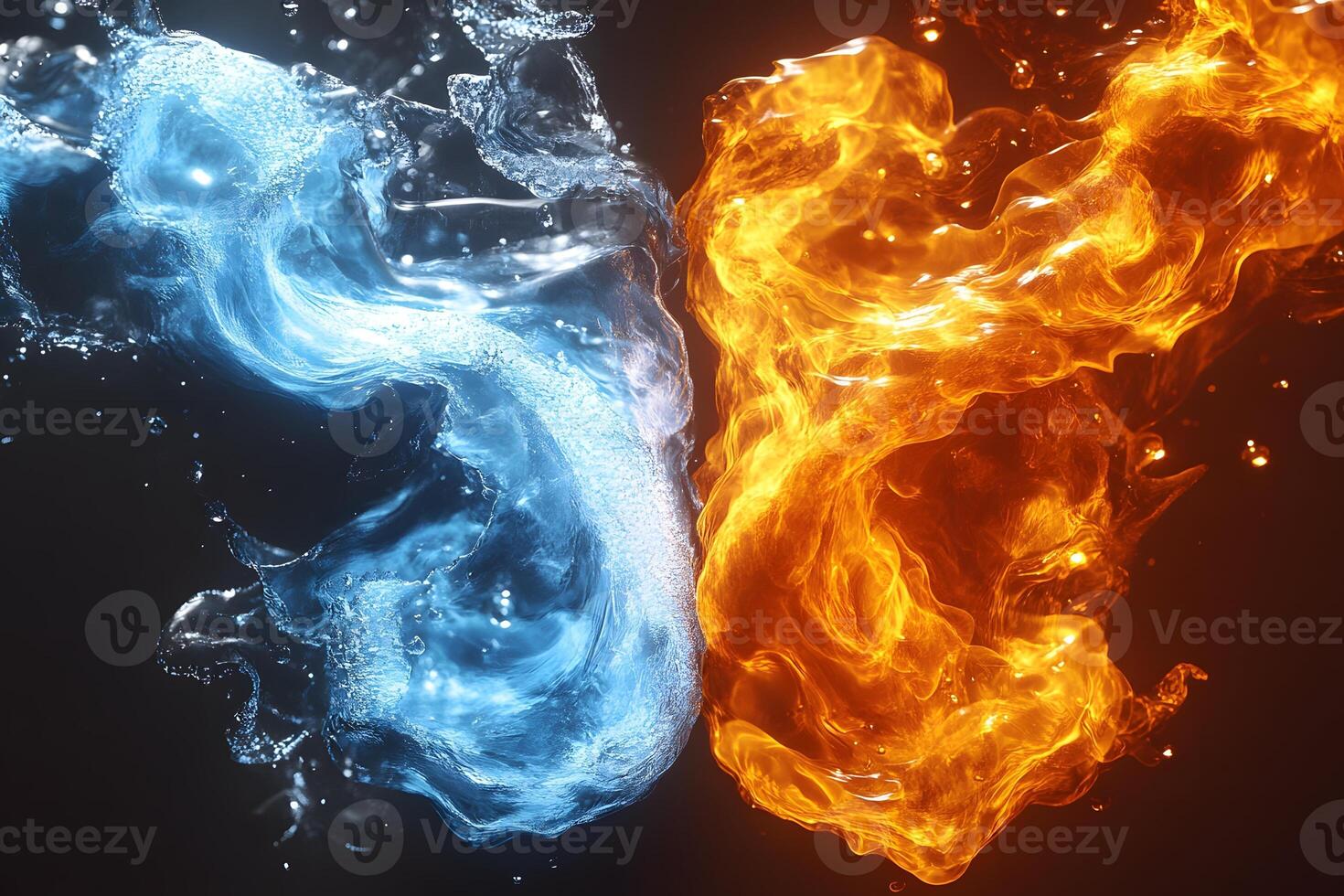 Dynamic Energy of Water and Fire in a Dramatic Elemental Abstract Design photo