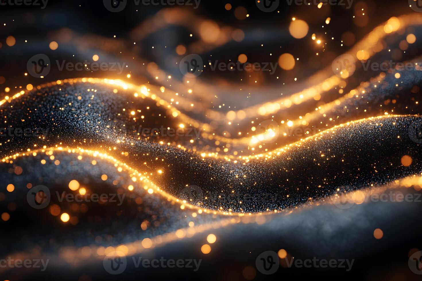 Abstract Golden Wave with Glittering Particles for Elegant Design photo