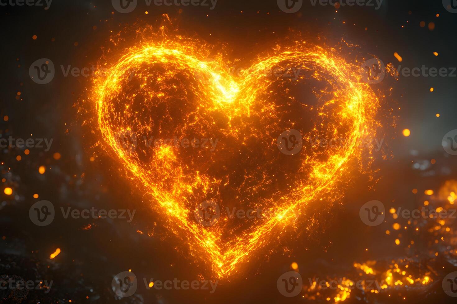 Fiery Heart Symbolizing Passion and Energy for Graphic Design and Posters photo