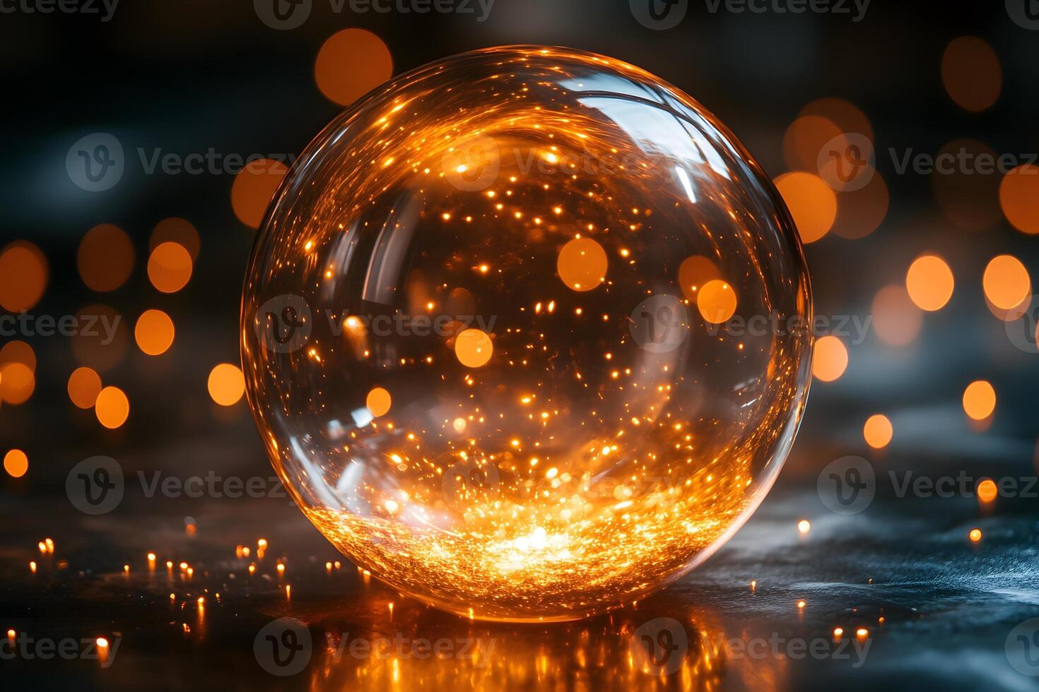 Illuminated Crystal Sphere with Glowing Lights for Magical Holiday Decor and Design photo