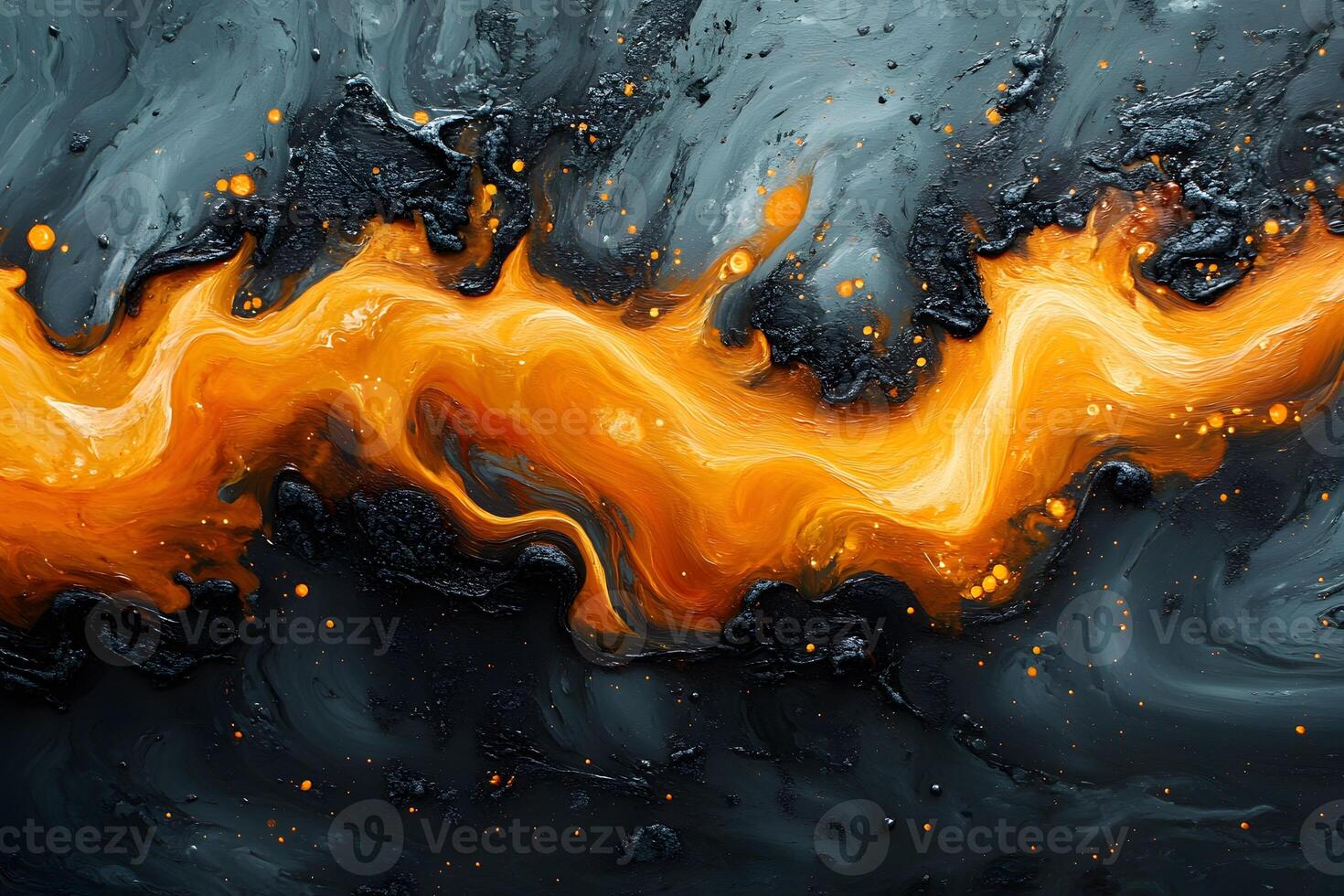 Vibrant Abstract Fluid Art with Fiery Sunset Waves - Perfect for Contemporary Interior Design photo