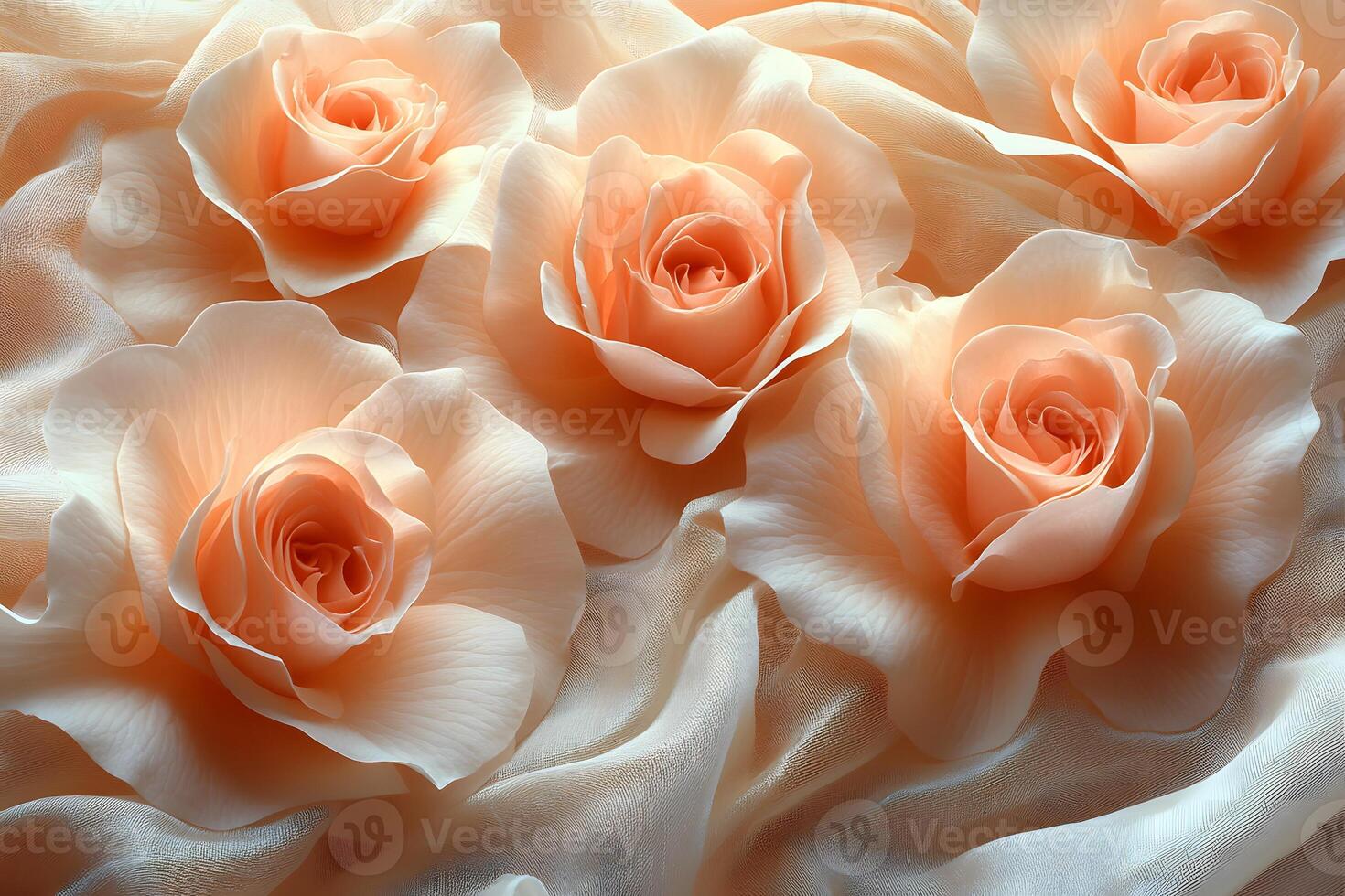 Elegant Peach Roses on Delicate Fabric for Romantic and Wedding Design photo
