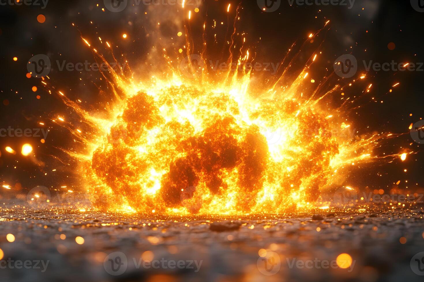 Explosive Fireball Eruption Intense Flames and Sparks for Action Scenes and Digital Art photo