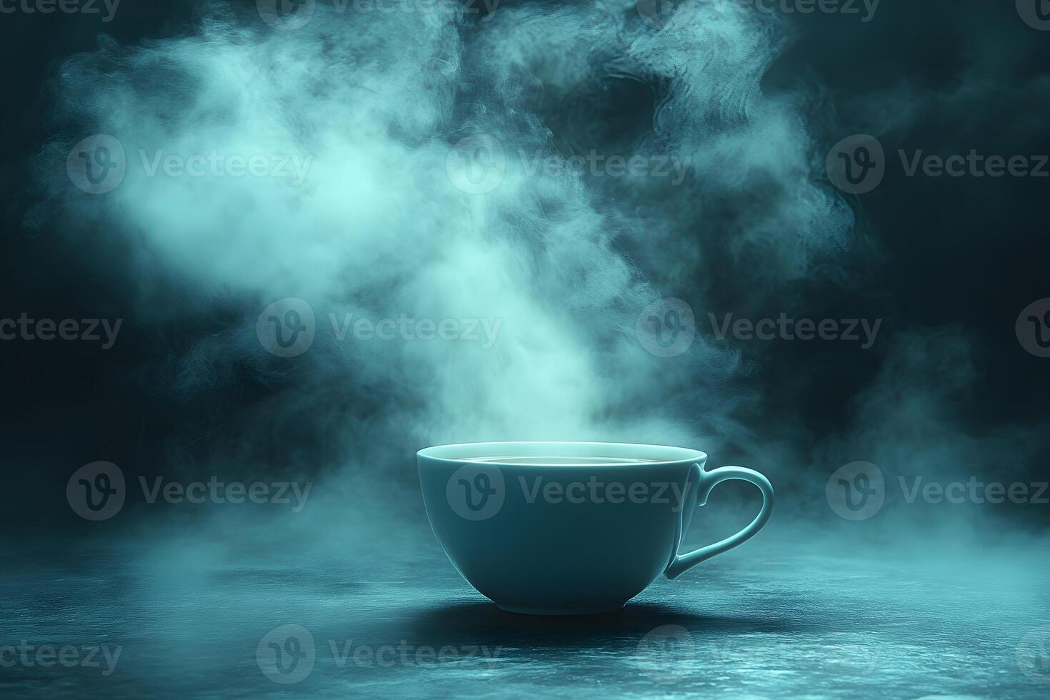 Steaming Coffee Cup in Mystical Lighting for Relaxation and Calmness Concepts photo