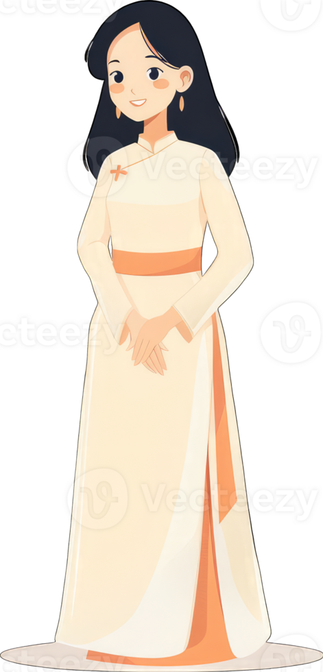 A cartoon woman in a traditional dress png