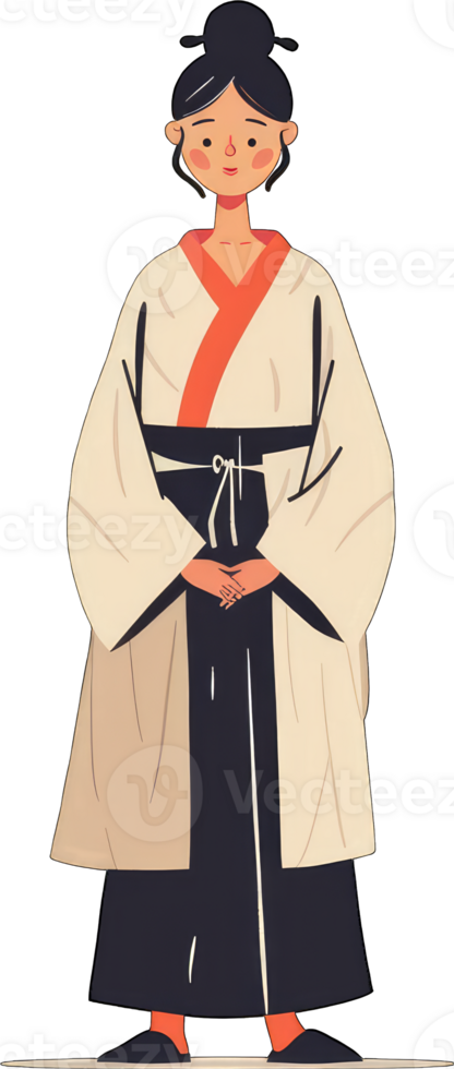 An illustration of a woman in traditional clothing png