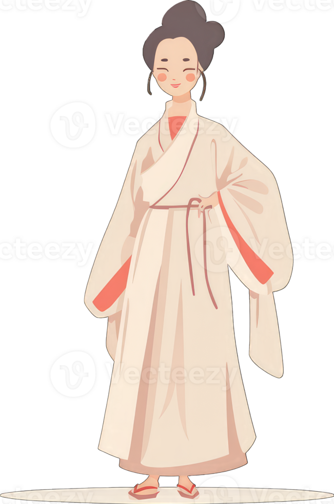 An illustration of a woman in a traditional chinese dress png