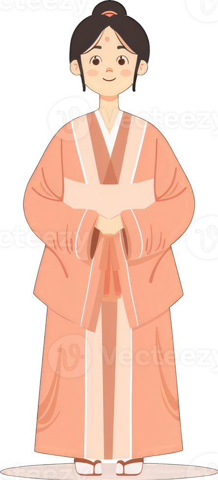 A cartoon woman in a traditional chinese dress png