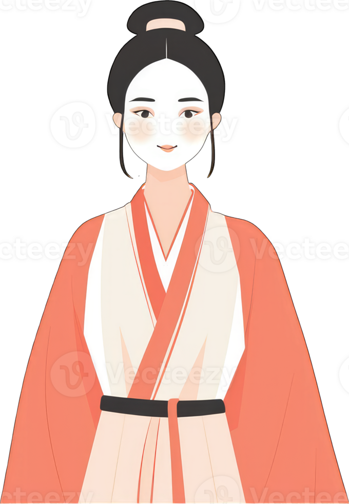 An illustration of a woman in traditional chinese clothing png
