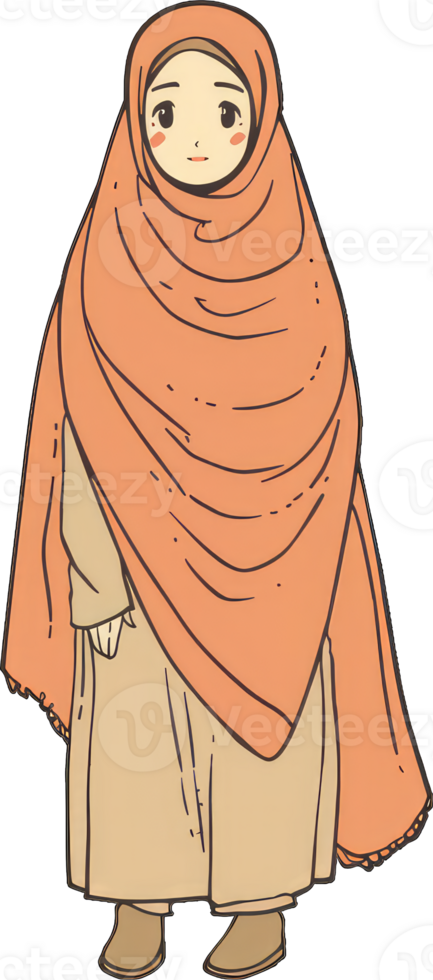 A cartoon woman wearing a shawl png