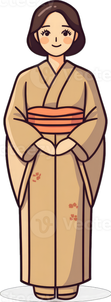 A cartoon woman in a kimono png