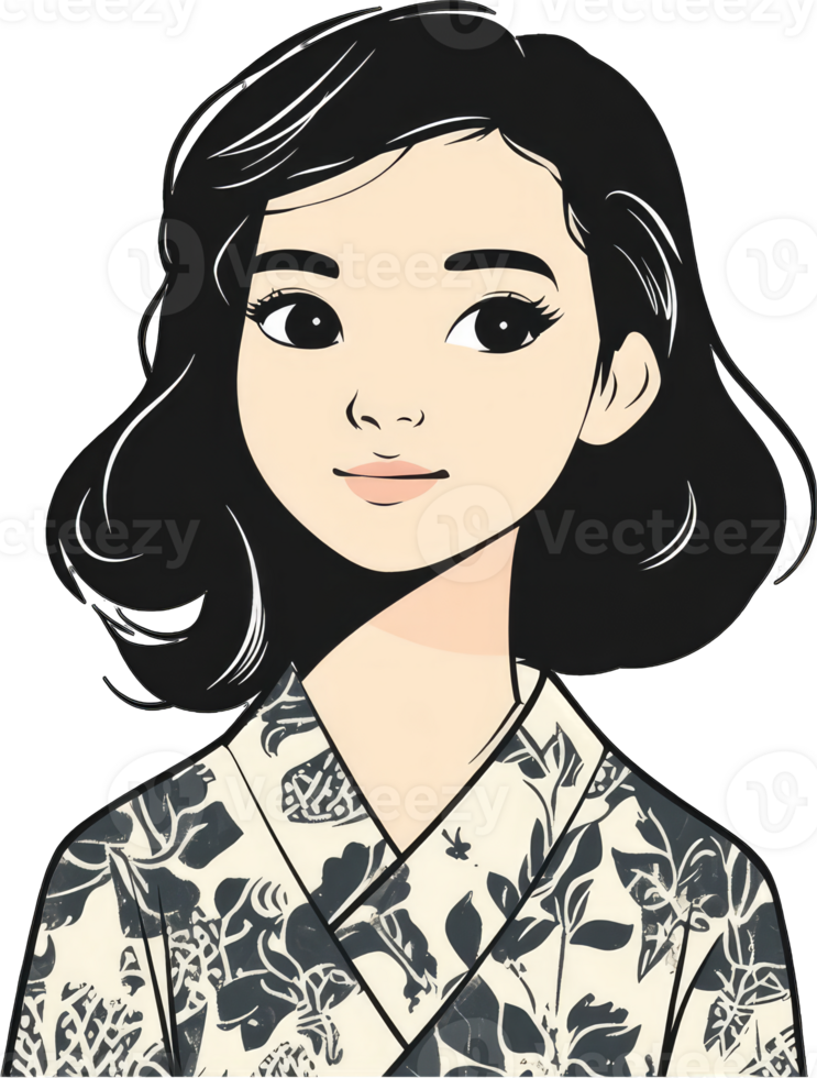 An asian woman in a kimono png