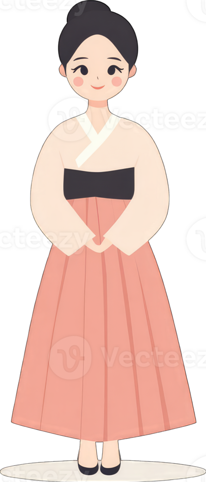 A cartoon girl in traditional korean clothing png