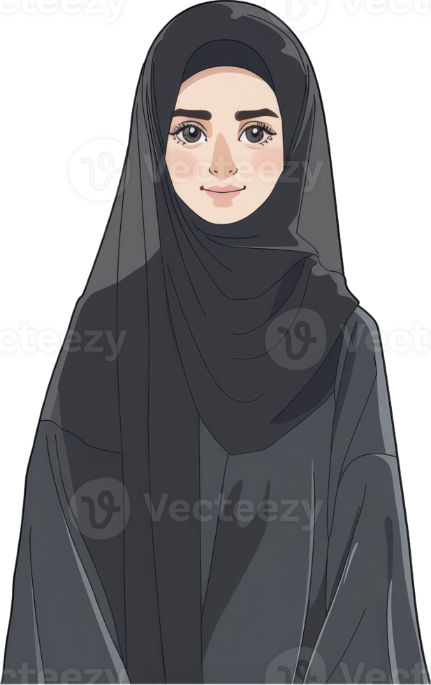 An illustration of a woman wearing a hijab png
