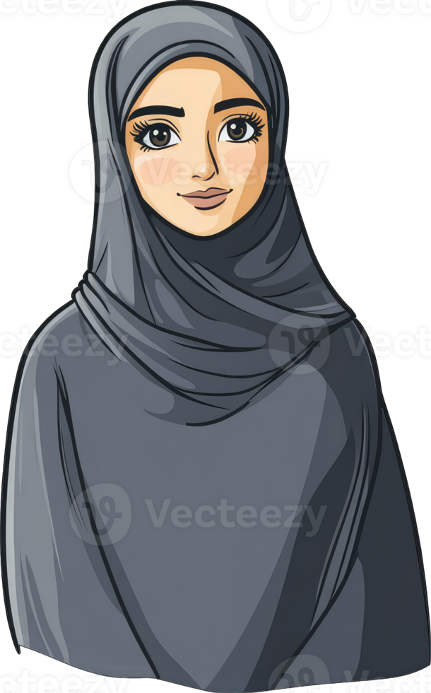 An illustration of a muslim woman in a hijab png