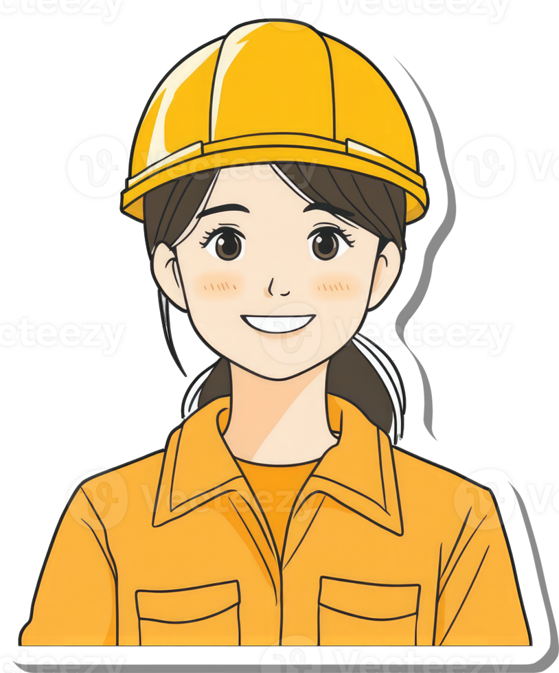 A woman wearing a hard hat sticker png